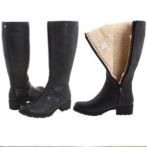 UGG Broome Black Tall Suede Sheepskin Shearling Lined Boots Size‎ 5.5 5518